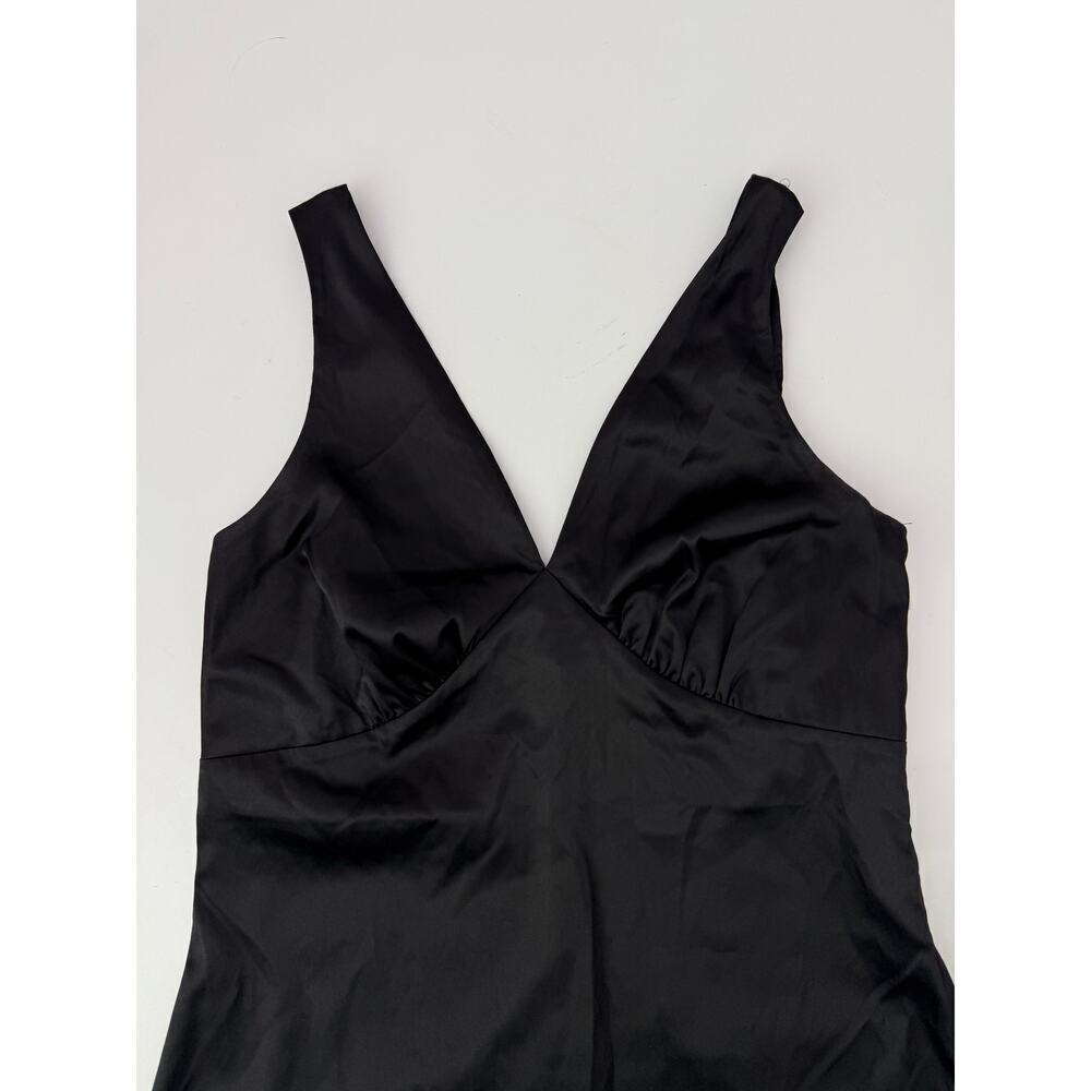 Mi Ami Black Satin V-Neck Mini Dress - Size Medium - Picture 3 of 8
